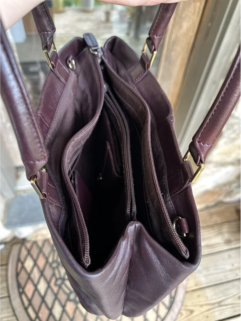 Vintage Etienne Aigner Leather Burgundy Satchel with 2 Wallets